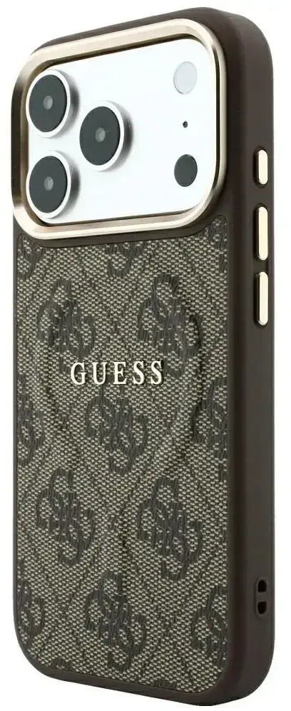 Guess Embossed 4G Classic MagSafe dėklas skirtas iPhone 18 Pro / iPhone 17 Pro ruda