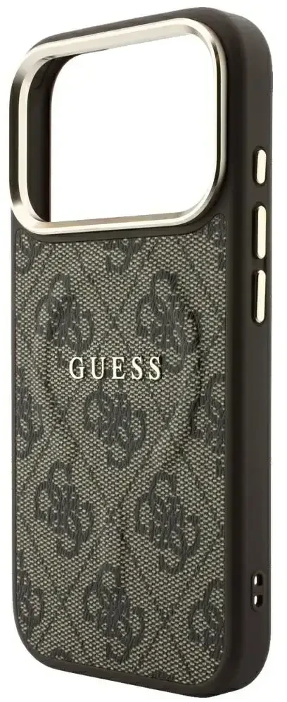 Guess Embossed 4G Classic MagSafe dėklas skirtas iPhone 18 Pro / iPhone 17 Pro ruda