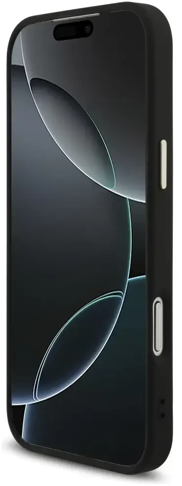 Guess Fixed Glitter Big 4G Metal Frame – dėklas skirtas Apple iPhone 17 Pro Max juodas