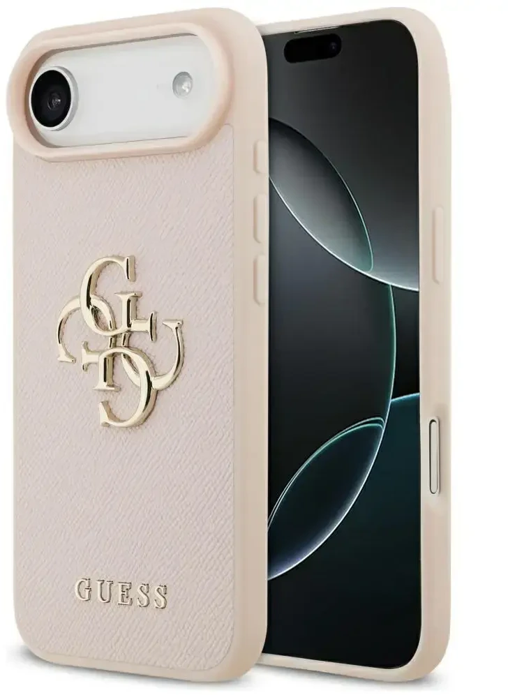Dėklas GUESS Grained Big 4G & Classic Logo skirtas Apple iPhone 17 Air rožinės spalvos
