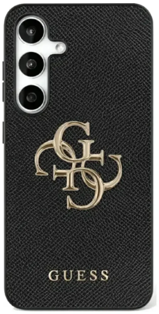 Guess Grained Big 4G Logo Small Classic Logo Samsung Galaxy S25 Ultra dėklas telefonui juodos spalvos