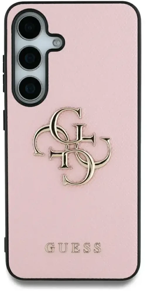 „Guess Grained Big 4G Logo Small Classic Logo“ – dėklas, skirtas „Samsung Galaxy S25 Ultra“, rausvas