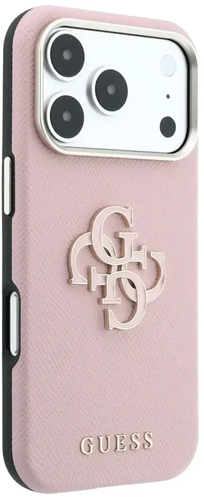 Dėklas Guess Grained & Big Resin Logo do iPhone 18 Pro Max / 17 Pro Max rožinė