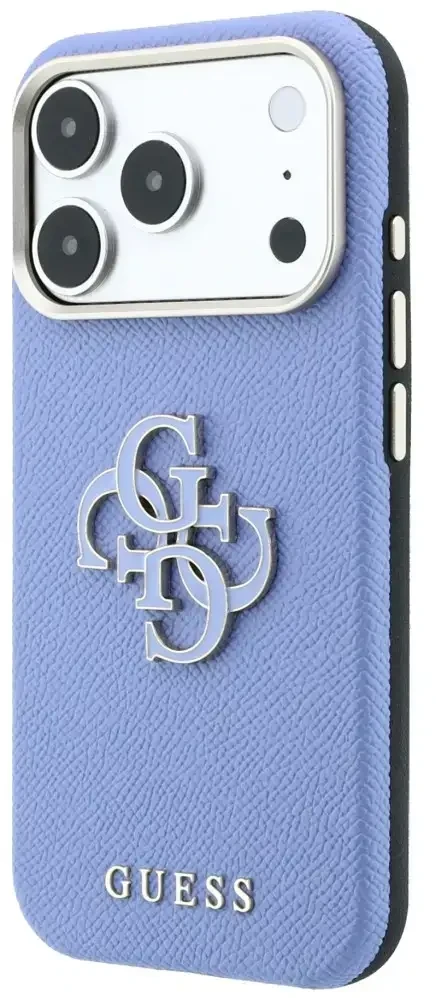 Guess Grained & Big Resin Logo dėklas, skirtas iPhone 18 Pro / 17 Pro, mėlynas