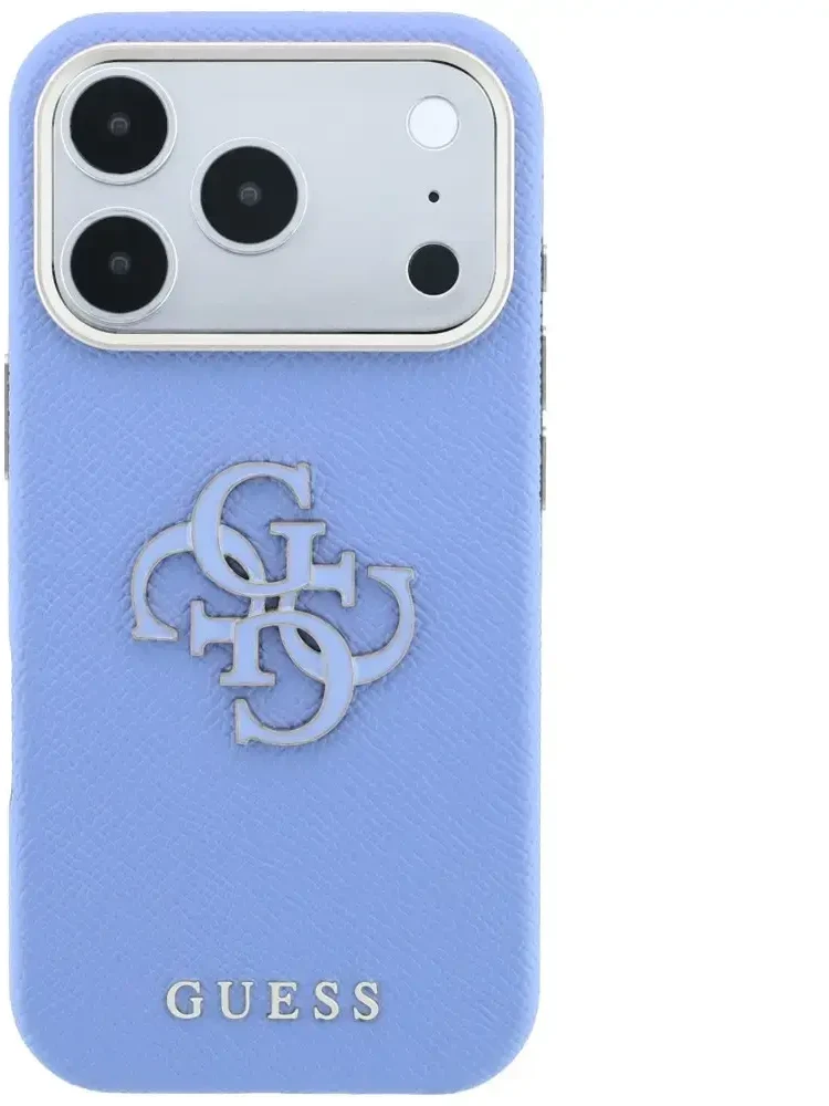 Dėklas Guess Grained & Big Resin Logo do iPhone 18 Pro Max / 17 Pro Max mėlyna