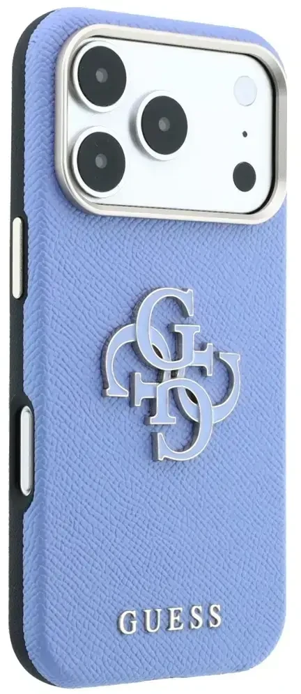 Dėklas Guess Grained & Big Resin Logo do iPhone 18 Pro Max / 17 Pro Max mėlyna