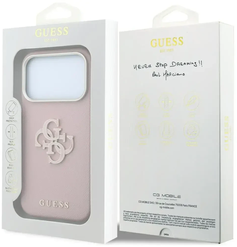 Dėklas Guess Grained & Big Resin Logo do iPhone 18 Pro Max / 17 Pro Max rožinė