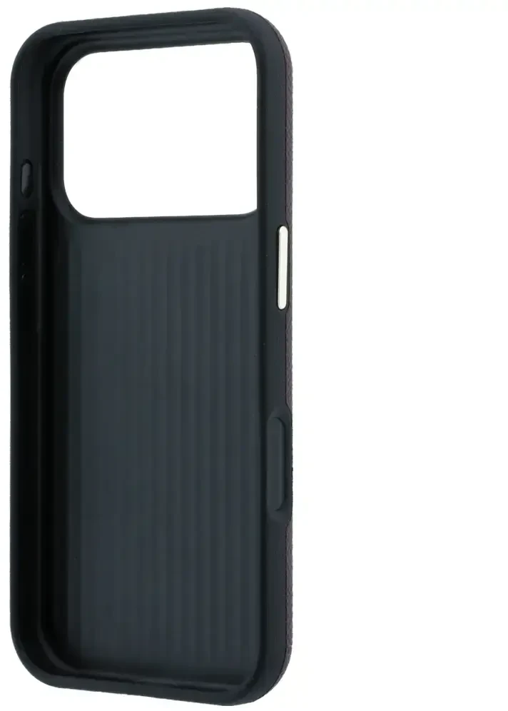 Guess Grained & Big Resin Logo dėklas, skirtas iPhone 18 Pro Max / 17 Pro Max, bordo spalvos