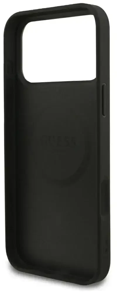 Dėklas Guess Grained Gold Ring MagSafe do iPhone 18 Pro Max / 17 Pro Max juoda
