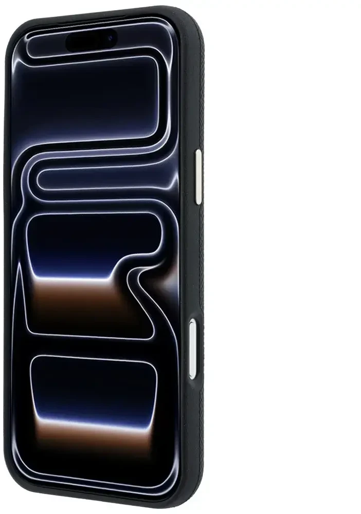 Guess Grained Round Strass Logo MagSafe dėklas, skirtas iPhone 18 Pro Max / 17 Pro Max, juodas