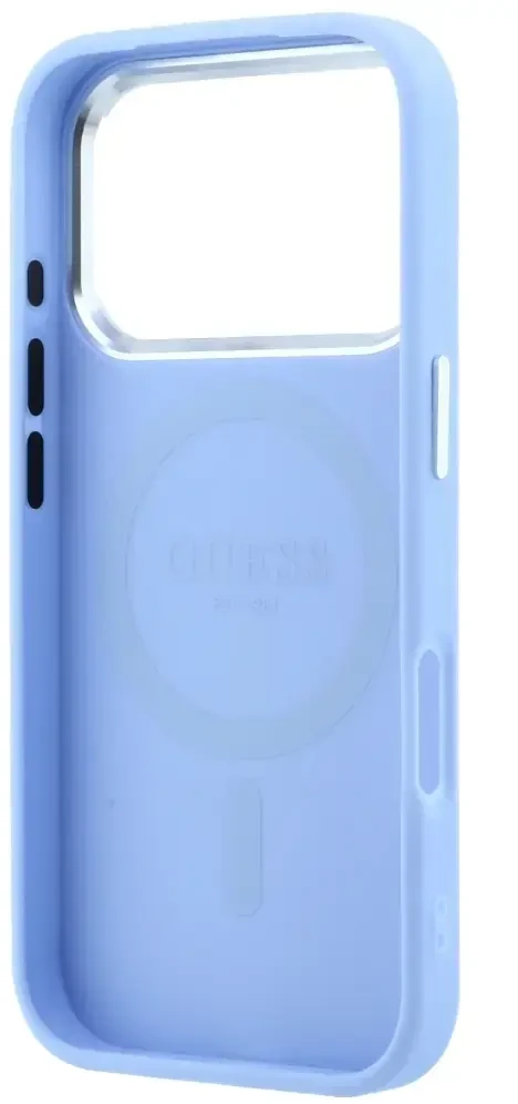 Dėklas Guess Grained Triangle Logo MagSafe do iPhone 18 Pro Max / 17 Pro Max mėlyna