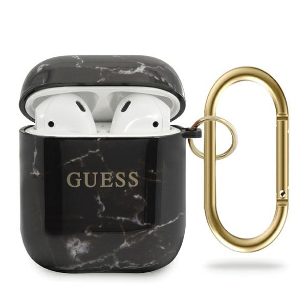 Guess GUACA2TPUMABK AirPods 1/2 cover juoda/juodas Marble Collection