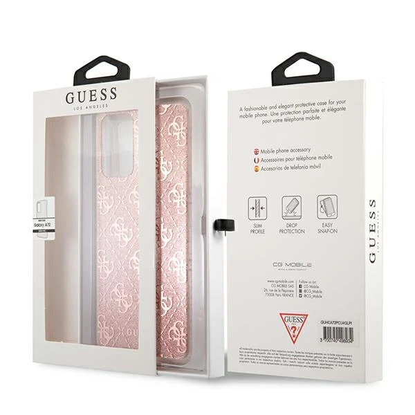 Dėklas Guess GUHCA72PCU4GLPI A72 A725 pink/pink hard case 4G Glitter