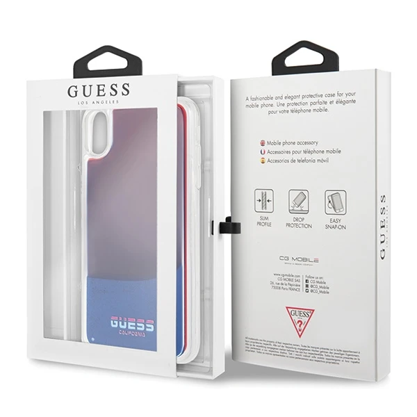 Dėklas GUESS HARD CASE CALIFORNIA šviečia tamsoje GUHCI65GLCRE IPHONE XS MAX Raudonas