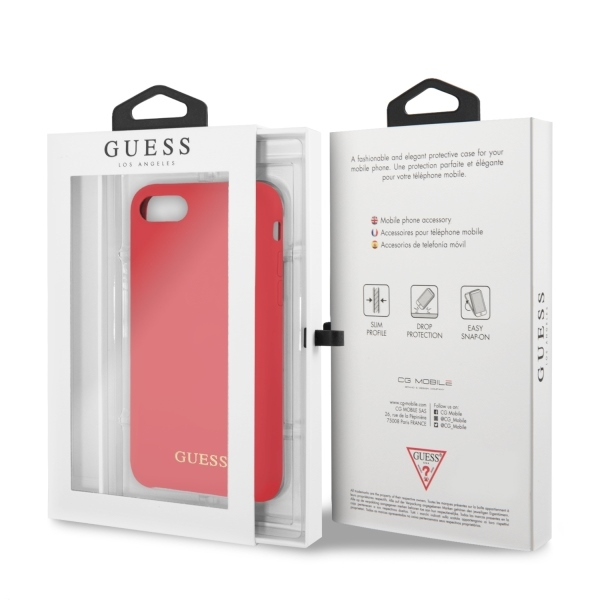 Guess GUHCI8LSGLRE iPhone 7/8/SE 2020/SE 2022 raudonas/raudonas kietas silikoninis dėklas