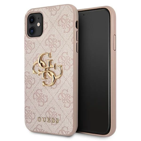 Apple iPhone 11 6.1 „Guess dėklas 4G Big Metal Logo GUHCN614GMGPI rožinės spalvos