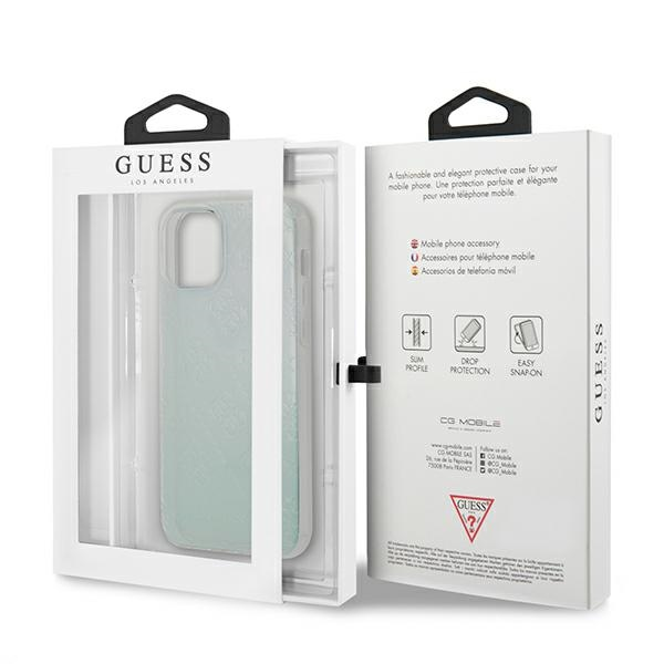 Guess GUHCP12L3D4GIRBL iPhone 12 Pro Max 6,7 colių opalinis / vaivorykštinis kietasis dėklas, 4G 3D raštų kolekcija