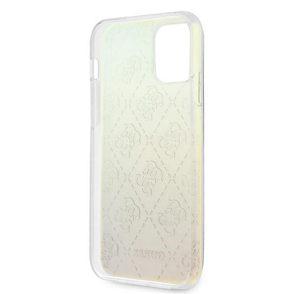 Guess GUHCP12L3D4GIRBL iPhone 12 Pro Max 6,7 colių opalinis / vaivorykštinis kietasis dėklas, 4G 3D raštų kolekcija