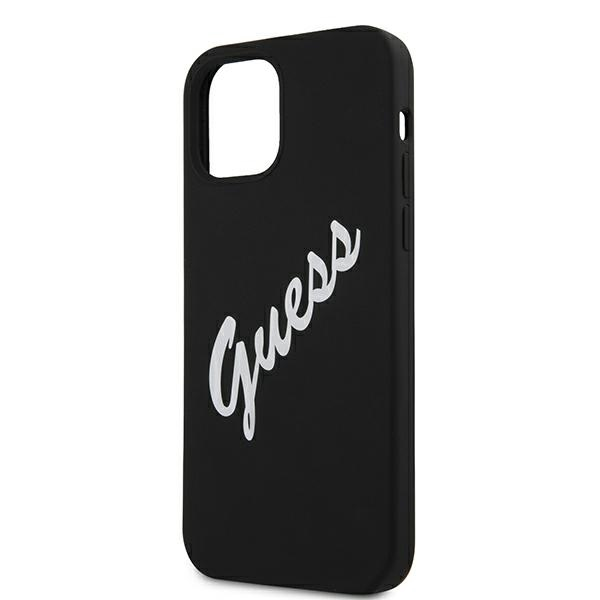 Apple iPhone 12 Pro Max Guess dėklas silikoninis Vintage (GUHCP12LLSVSBW) juodos spalvos