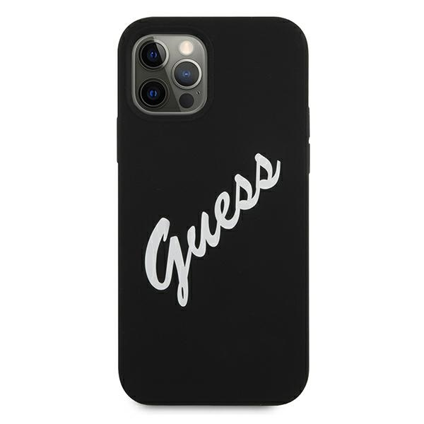 Apple iPhone 12 Pro Max Guess dėklas silikoninis Vintage (GUHCP12LLSVSBW) juodos spalvos