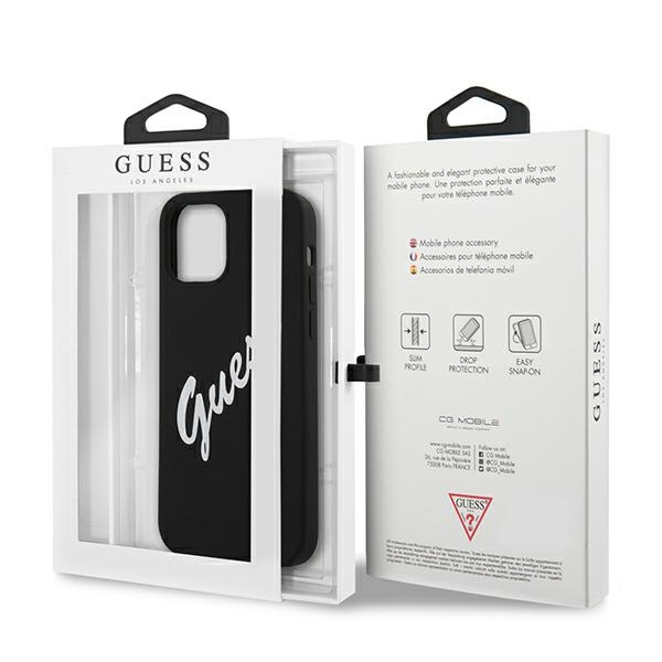 Apple iPhone 12 Pro Max Guess dėklas silikoninis Vintage (GUHCP12LLSVSBW) juodos spalvos