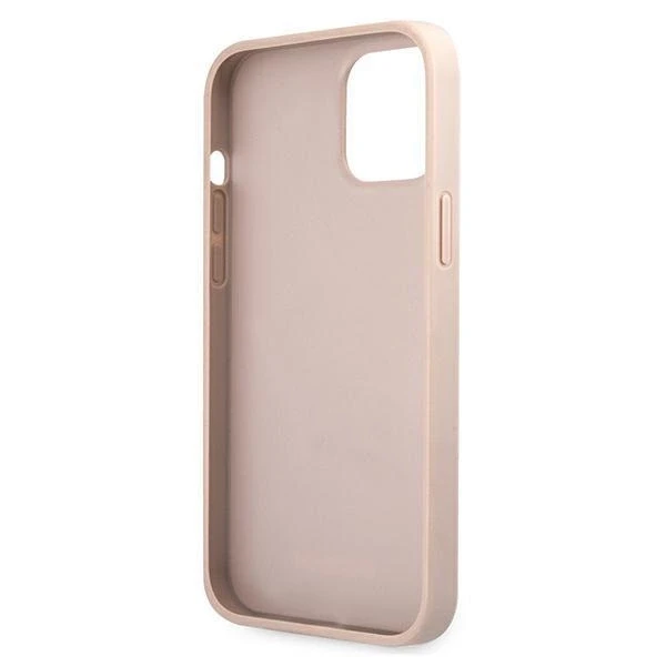 Guess PU 4G Metal Logo dėklas skirtas Apple iPhone 12/12 Pro rožinės spalvos
