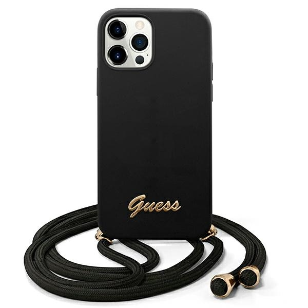 Dėklas Guess GUHCP12MLSCLMGBK iPhone12/12 Pro 6,1" juoda/juodas hardcase Metal Logo Cord
