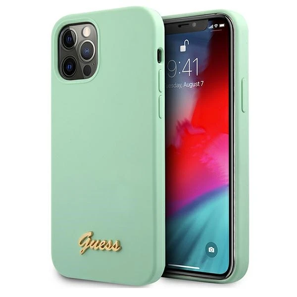 Dėklas GUESS GUHCP12MLSLMGGN IPHONE 12/12 PRO 6.1 "Žalias/Žalias HARDCASE METAL LOGO SCRIPT