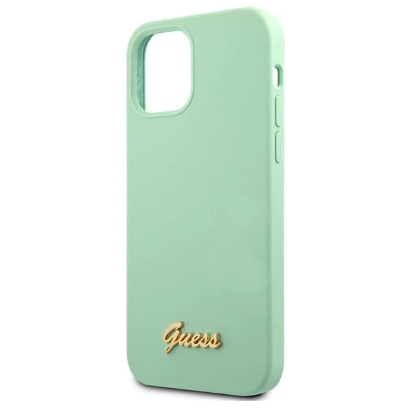 Dėklas GUESS GUHCP12MLSLMGGN IPHONE 12/12 PRO 6.1 "Žalias/Žalias HARDCASE METAL LOGO SCRIPT
