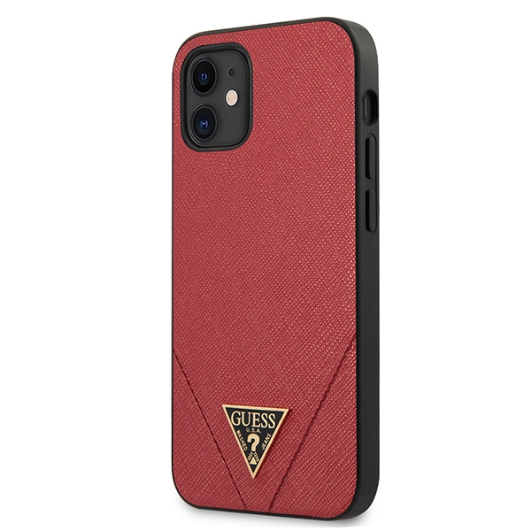 Guess Saffiano V - dėklas skirtas Apple iPhone 12 Mini red
