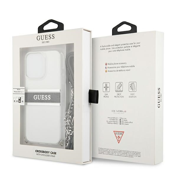 Dėklas Guess GUHCP13LKC4GBSI iPhone 13 Pro / 136,1" Transparent hardcase 4G Pilkas Strap Sidabrinis Chain