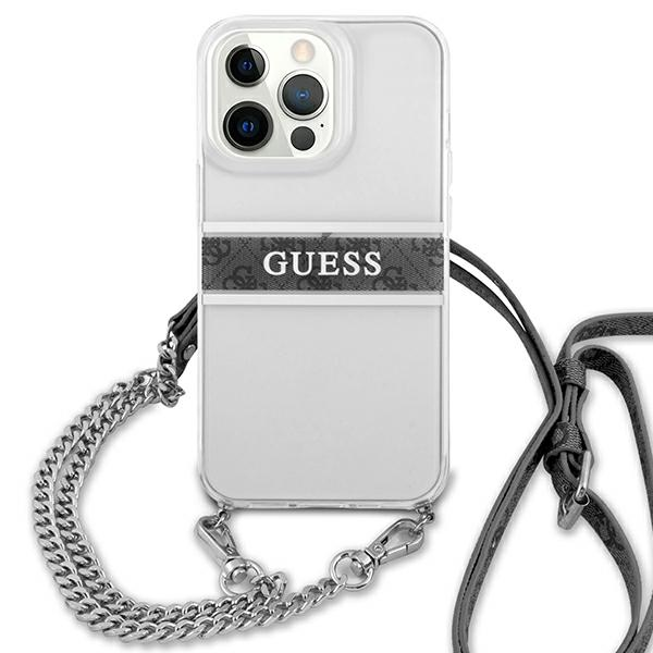 Dėklas Guess GUHCP13LKC4GBSI iPhone 13 Pro / 136,1" Transparent hardcase 4G Pilkas Strap Sidabrinis Chain