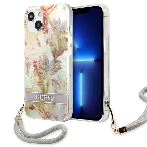 Dėklas Guess GUHCP13SHFLSU Apple iPhone 13 mini 5,4″ violetinė hardcase Flower Strap