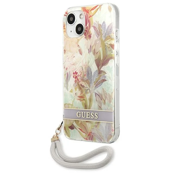 Dėklas Guess GUHCP13SHFLSU Apple iPhone 13 mini 5,4″ violetinė hardcase Flower Strap