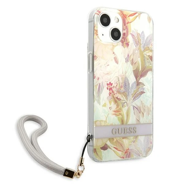 Dėklas Guess GUHCP13SHFLSU Apple iPhone 13 mini 5,4″ violetinė hardcase Flower Strap