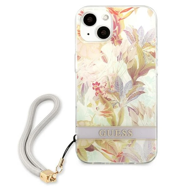 Dėklas Guess GUHCP13SHFLSU Apple iPhone 13 mini 5,4″ violetinė hardcase Flower Strap