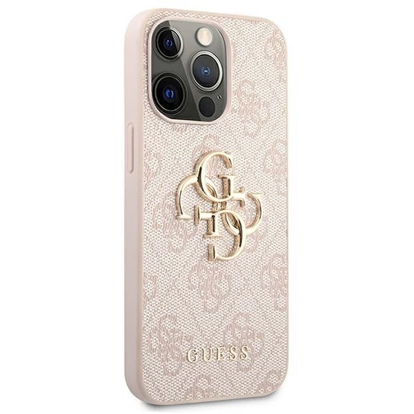 Apple iPhone 13 Pro Max 6,7″ Guess dėklas 4G Big Metal Logo GUHCP13X4GMGPI rožinės spalvos