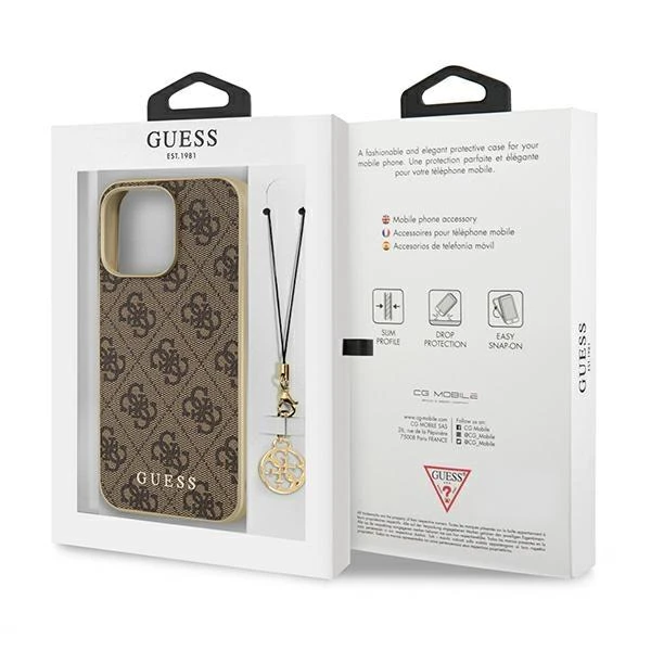 Dėklas Cg Mobile France GUHCP13LGF4GBR Guess 4G Charms Zadní Kryt pro iPhone 13 Pro Brown (ruda)
