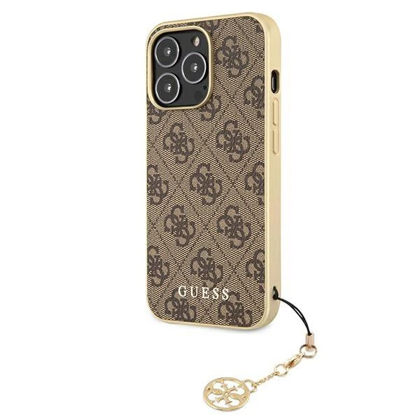 Dėklas Cg Mobile France GUHCP13LGF4GBR Guess 4G Charms Zadní Kryt pro iPhone 13 Pro Brown (ruda)