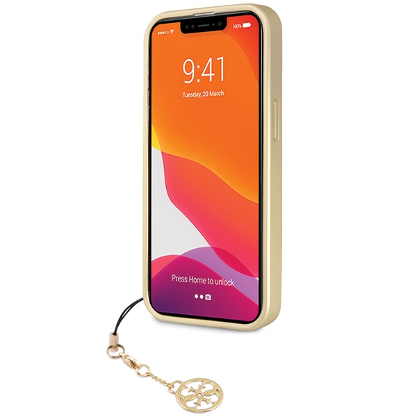 Apple iPhone 14 Pro Max Guess dėklas 4G Charms Collection (GUHCP14XGF4GGR) pilkos spalvos