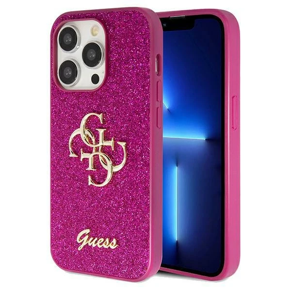 Dėklas GUESS GUHCP15LHG4SGU IPHONE 15 PRO 6.1 "PURPLE/PURPLE HARDCASE GLITTER SCRIPT BIG 4G