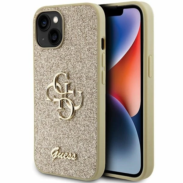 Dėklas GUESS GUHCP15MHG4SGD IPHONE 15 PLUS / 14 PLUS 6.7 "GOLD / GOLD HARDCASE GLITTER SCRIPT BIG 4G