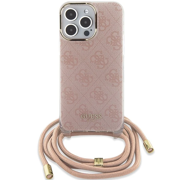 Dėklas GUESS GUHCP15XHC4SEP IPHONE 15 PRO MAX 6.7 "Rožinis/Rožinis HARDCASE CROSSBODY CORD 4G PRINT