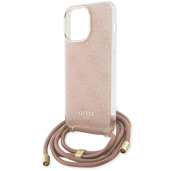 Dėklas GUESS GUHCP15XHC4SEP IPHONE 15 PRO MAX 6.7 "Rožinis/Rožinis HARDCASE CROSSBODY CORD 4G PRINT