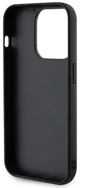Guess GUHCP15XPSQSQSK dygsniuotas metalo logotipo telefonų dėklas iPhone 15 Pro Max juodas