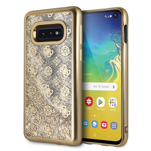 Dėklas Guess GUHCS10LPEOLGGO S10e G970 auksinė/auksinis hard case 4G Peony Liquid Glitter
