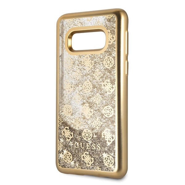 Dėklas Guess GUHCS10LPEOLGGO S10e G970 auksinė/auksinis hard case 4G Peony Liquid Glitter
