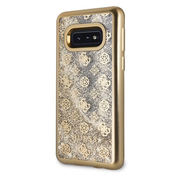 Dėklas Guess GUHCS10LPEOLGGO S10e G970 auksinė/auksinis hard case 4G Peony Liquid Glitter