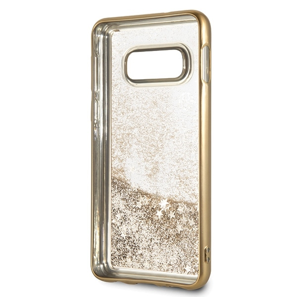 Dėklas Guess GUHCS10LPEOLGGO S10e G970 auksinė/auksinis hard case 4G Peony Liquid Glitter