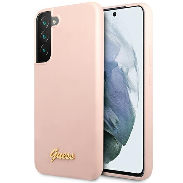 Guess Silicone Script Metal Logo - dėklas skirtas Samsung Galaxy S23+ Rožinė
